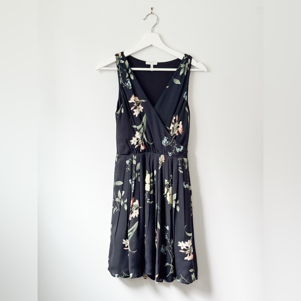 Joie Black, Floral Sleeveless Silk Braydon Dress Size XXS